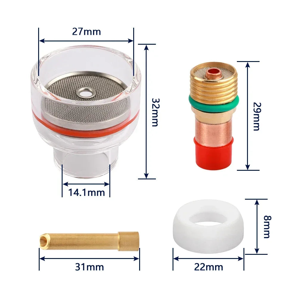 WP-17/18/26  Welding Cup Kit & Nozzle For 1.6/2.4/3.2mm TIG Welding Collect Body Gas Lens Cup 12/14/16/24# Accessorie Wholesale